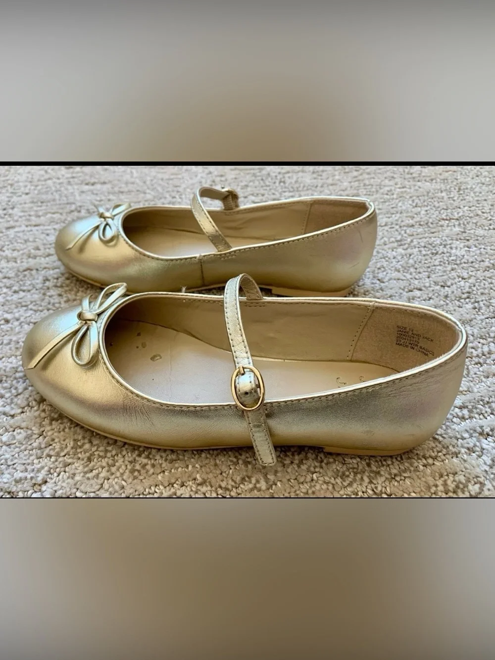 Janie and Jack Gold Mary Jane Bow Flats